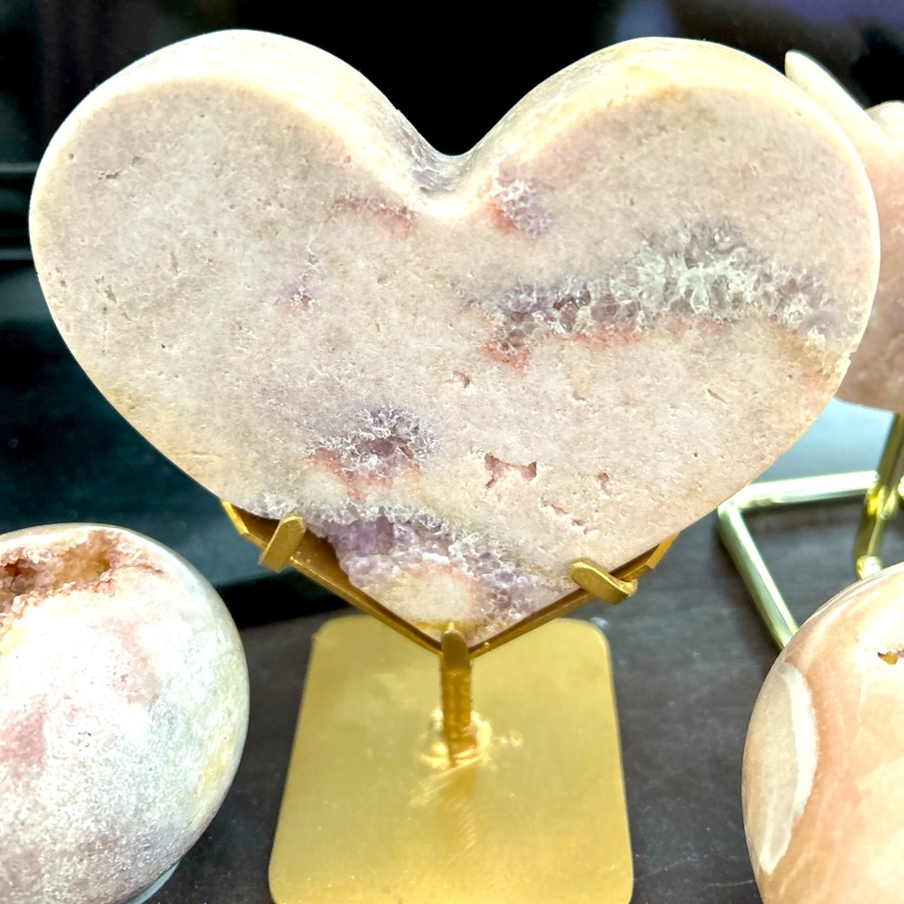 Druzy Pink Amethyst Heart on Custom Stand
